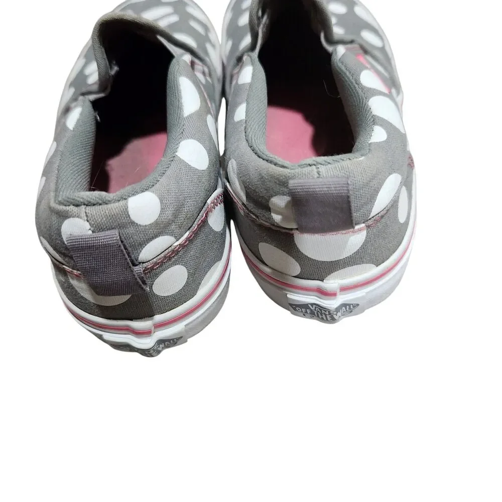 Vans Slip-On Polka Dot Sneakers‎ Women’s 4.5 Gray White Canvas Skate Shoes